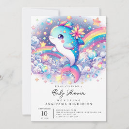 Elegant Dreamy Dolphin Baby Shower Einladung