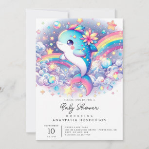 Elegant Dreamy Dolphin Baby Shower Einladung
