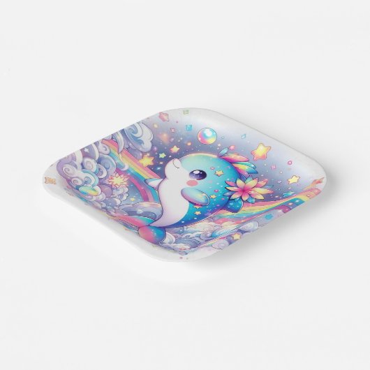 Elegant Dreamy Dolphin Baby Shower Pappteller (Gewinkelt)