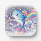 Elegant Dreamy Dolphin Baby Shower Pappteller (Vorderseite)