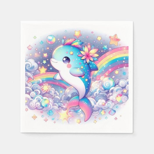 Elegant Dreamy Dolphin Baby Shower Serviette (Vorderseite)