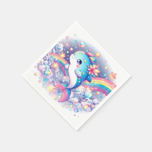 Elegant Dreamy Dolphin Baby Shower Serviette (Ecke)