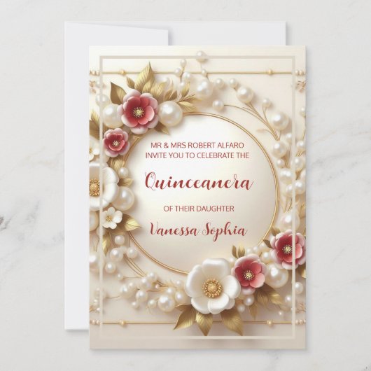 Elegant Dreamy Floral Quinceñera Einladung (Vorderseite)