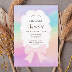 Elegant Dreamy Pink Bow Sweet 16 Geburtstagsparty Einladung