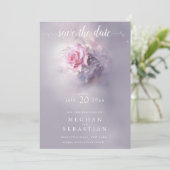 Elegant Dreamy Pink Rose on Dusty Lilac Einladung (Stehend Vorderseite)