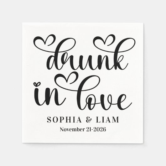 Elegant Drunk in Love Script Wedding Serviette (Vorderseite)