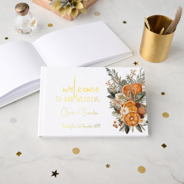 Elegant Dry Orange Wedding Guest Book Gästebuch