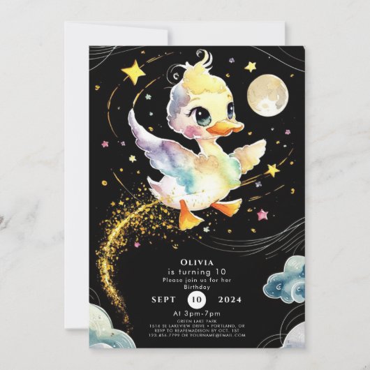 Elegant Duck Birthday Einladung (Vorderseite)