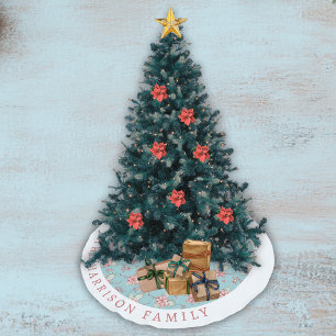 Elegant Duck Egg Blue Holly Weihnachten Polyester Weihnachtsbaumdecke