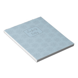Elegant Duck Egg Blue Simple Floral Lotus Notizblock