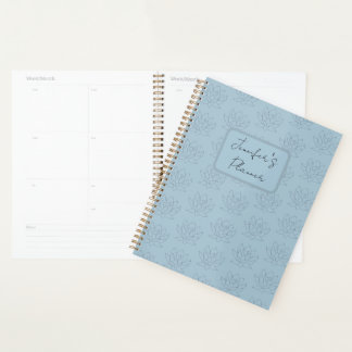 Elegant Duck Egg Blue Simple Floral Lotus Planer