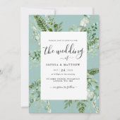 Elegant Duck Egg Eucalyptus Wedding Einladung (Vorderseite)