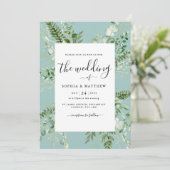 Elegant Duck Egg Eucalyptus Wedding Einladung (Stehend Vorderseite)