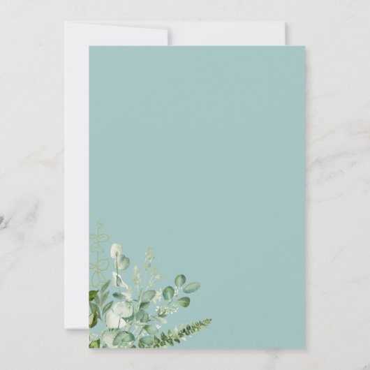 Elegant Duck Egg Eucalyptus Wedding Einladung (Rückseite)