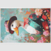 Elegant Duck in Floral Hat Decoupage Seidenpapier (Vorderseite)