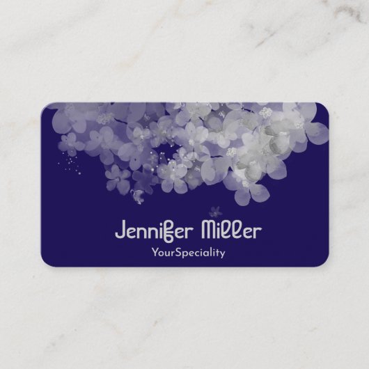 Elegant dunkelblaue Aquarellblume Visitenkarte (Vorderseite)