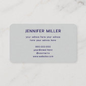 Elegant dunkelblaue Aquarellblume Visitenkarte (Rückseite)