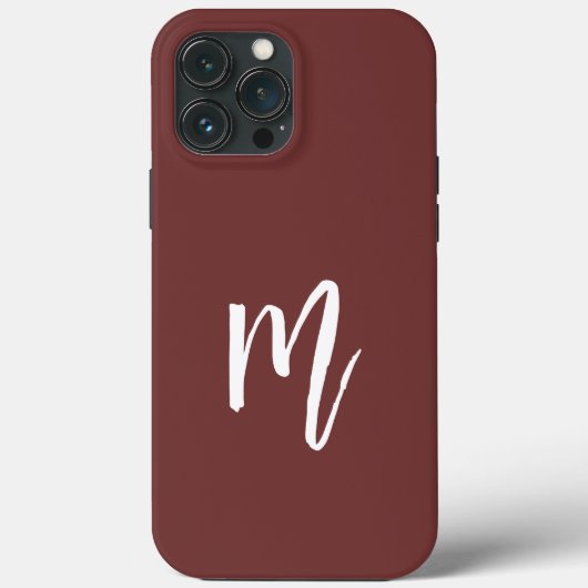 Elegant dunkelburgund Monogram Calligraphy simple Case-Mate iPhone Hülle (Rückseite)