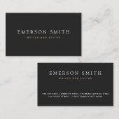Elegant dunkelgrau modern minimalistisch beruflich visitenkarte (Vorne/Hinten)