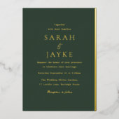 Elegant dunkelgrün Elegant Moderne Hochzeit Gold Folieneinladung (Vorderseite)