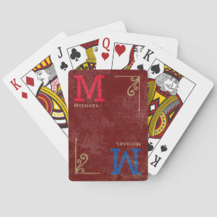 elegant dunkelrot mit Monogramm Spielkarten
