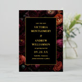 Elegant dunkle blutige Hochzeit rettet das Datum Folieneinladung (Stehend vorne)