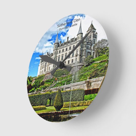 Elegant Dunrobin Castle Scotland Sutherland Clan Runde Wanduhr (Winkel)