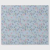 Elegant Dusky Blue FLORAL Geschenkpapier (Flach)