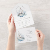Elegant Dusky Sailboat Yacht Seascape Wedding All In One Einladung (Abreißen)