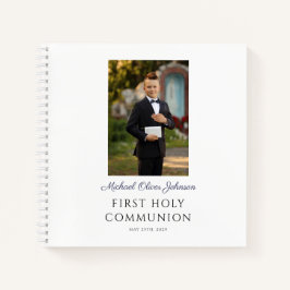 Elegant Dust Blue First Communion Gästebuch Notizblock