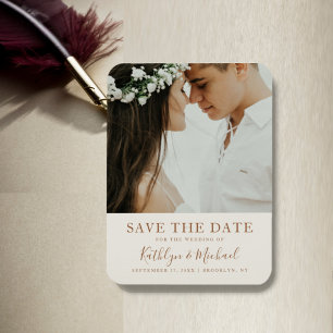 Elegant Dusty Beige Modern Typography Wedding Magnet