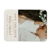 Elegant Dusty Beige Modern Typography Wedding Magnet (Horizontal)
