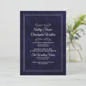 Elegant Dusty Black White QR code Wedding Einladung (Stehend Vorderseite)