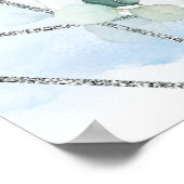 Elegant Dusty Blau und Silber Rahmen Salbei Willko Poster (Ecke)