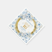 Elegant Dusty Blue 16 . Geburtstag Gold Glitzer Serviette (Ecke)