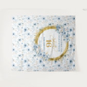 Elegant Dusty Blue 16 . Geburtstag Gold Glitzer Wandteppich (Vorderseite (Horizontal))