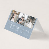 Elegant Dusty Blue 3 Foto Collage Vielen Dank (Vorderseite)