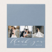 Elegant Dusty Blue 3 Foto Collage Vielen Dank (Außenseite Aufgefaltet)