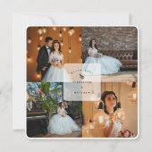 Elegant Dusty Blue 4 Foto Collage Wedding Dankeskarte (Vorderseite)