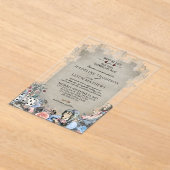 Elegant Dusty Blue Alice im Wunderland Wedding Acryleinladungen (Ablage )