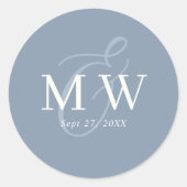 Elegant Dusty Blue Ampersand Monogram Wedding Runder Aufkleber (Vorderseite)