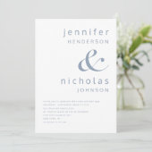 Elegant Dusty Blue Ampersand Wedding Einladung (Stehend Vorderseite)