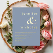 Elegant Dusty Blue Ampersand Wedding Gold Folieneinladung