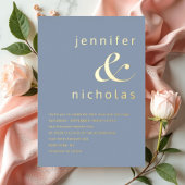 Elegant Dusty Blue Ampersand Wedding Gold Folieneinladung