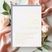Elegant Dusty Blue Ampersand Wedding Gold