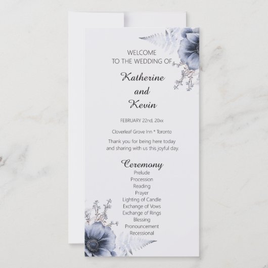 Elegant Dusty Blue and White Floral Wedding (Vorderseite)