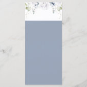 Elegant Dusty Blue and White Floral Wedding Menükarte (Rückseite)