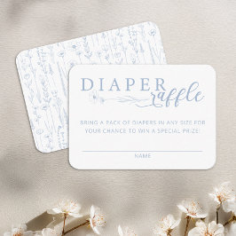 Elegant Dusty Blue Baby Shower Diaper Raffle Begleitkarte
