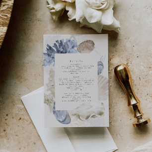 Elegant Dusty Blue Beach Hochzeitdetails Begleitkarte