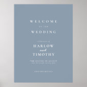 Elegant Dusty Blue Begrüßungsschild Poster (Vorne)